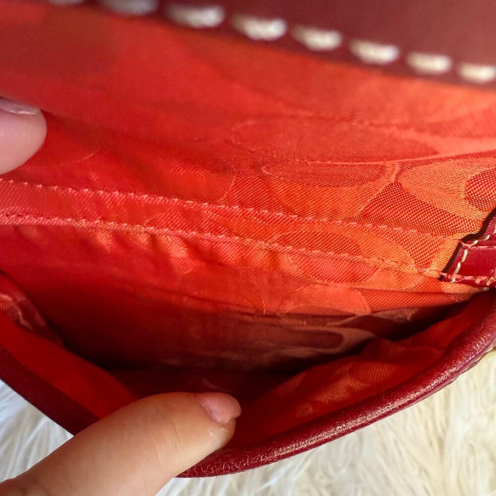 Vintage COACH y2k Red Natural Legacy Straw Tote Bag - Picture 8 of 13